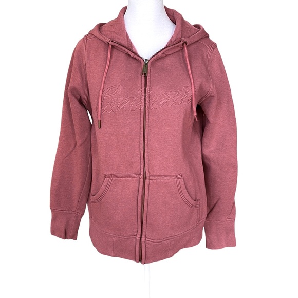Carhartt Tops - Carhartt Heather Pink Zip Up Hoodie Sweatshirt Size Medium
